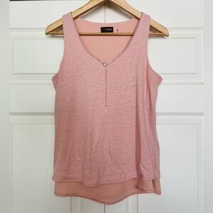 {crosby.} Linen Blend Scoop Neck Tank with Chain Detail in Pink - Womens Small